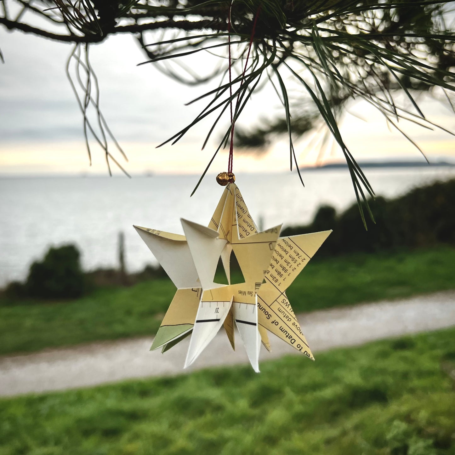 Nautical chart Christmas ornaments - pack of 4