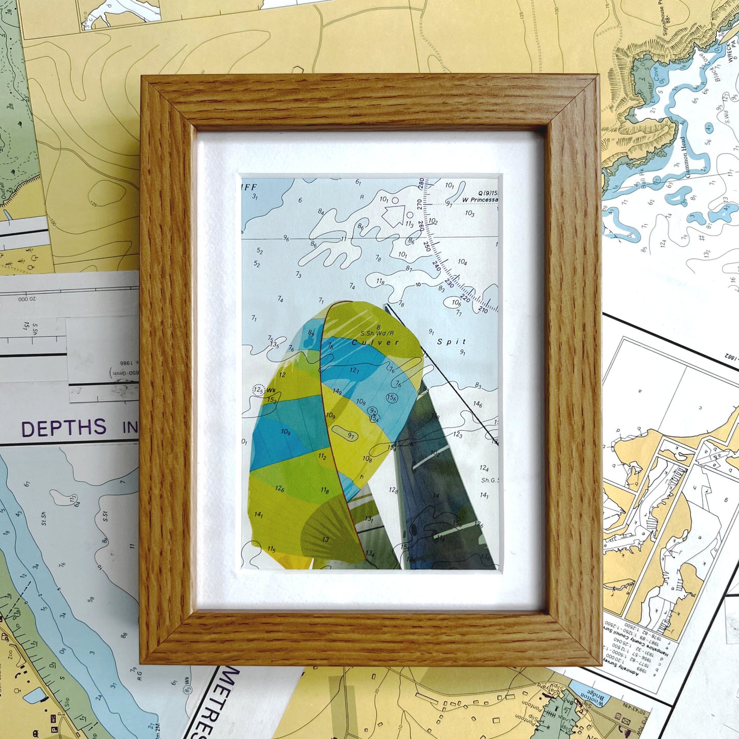 Spinnaker Filling framed print on chart offcut