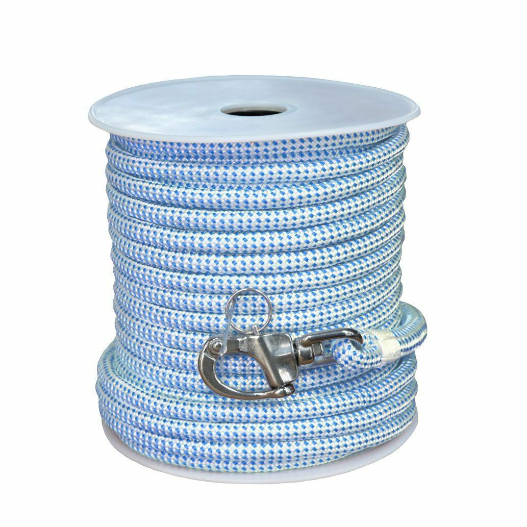 Rope halyard line with pre-spliced snap shackle