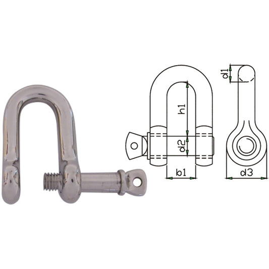 10mm D shackle with captive pin