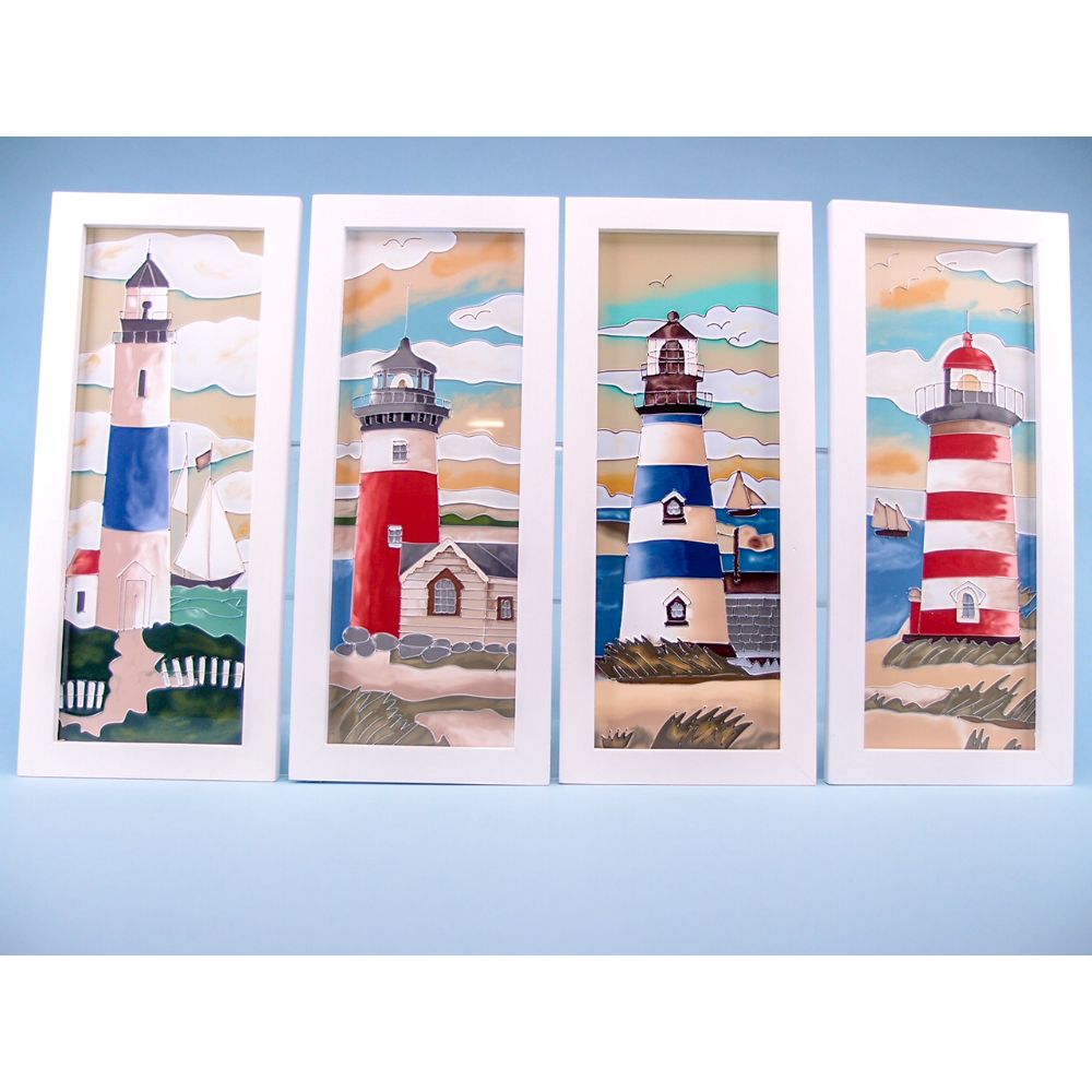 Seaside scenes lighthouse set of 4