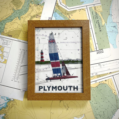 British F50 in Plymouth framed print on chart offcut